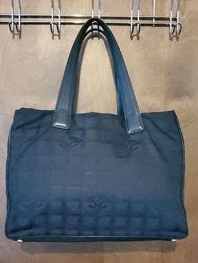 Chanel Travel Line Tote Bag in black nylon jacquard